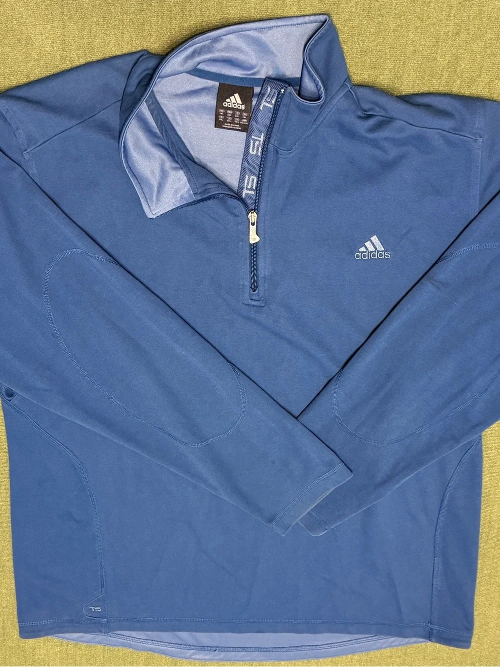 Adidas TS Quarter Zip Pullover Mens Size 2XL Blue Golf Athletic Sweatshirt